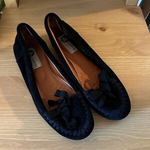 Lanvin Black Suede Women's Flats with Bow